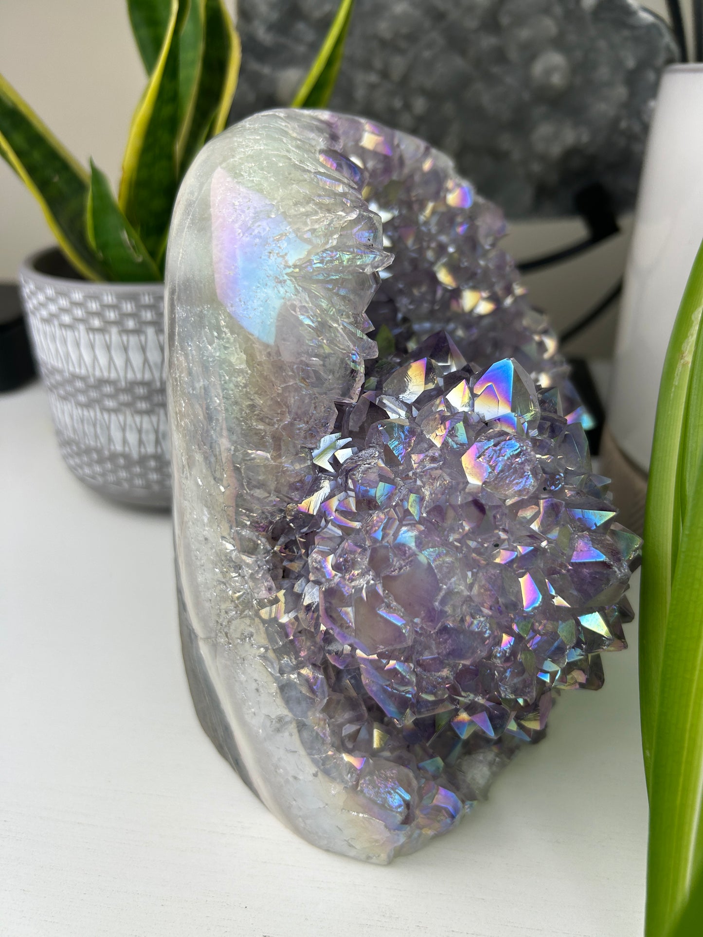 Large Brazilian Aura Amethyst | Light Pink-Purple with Iridescent Aura