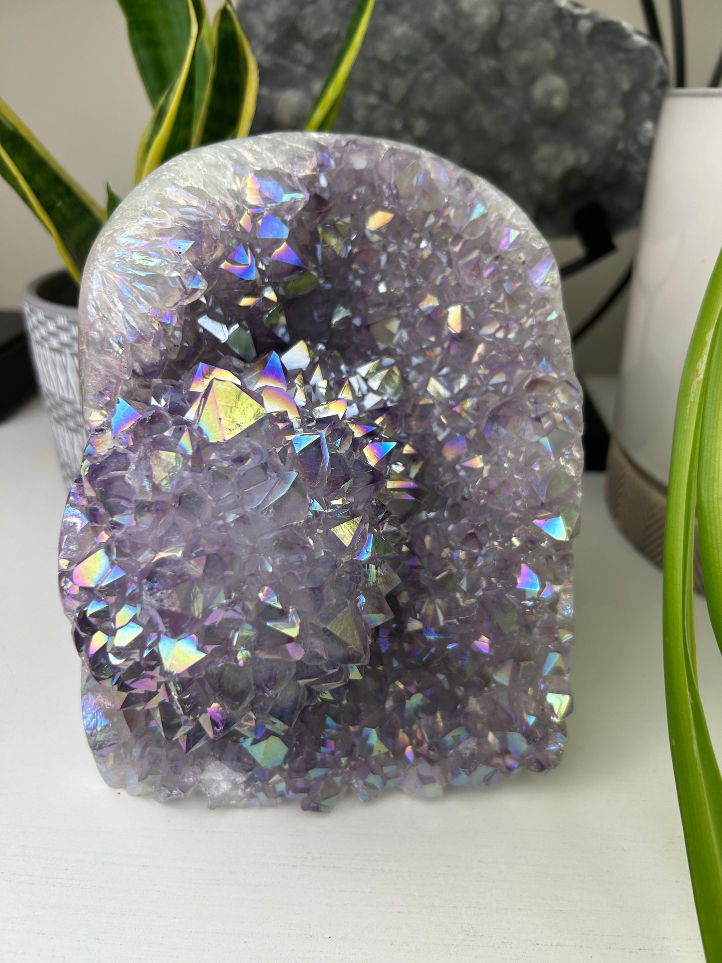 Large Brazilian Aura Amethyst | Light Pink-Purple with Iridescent Aura
