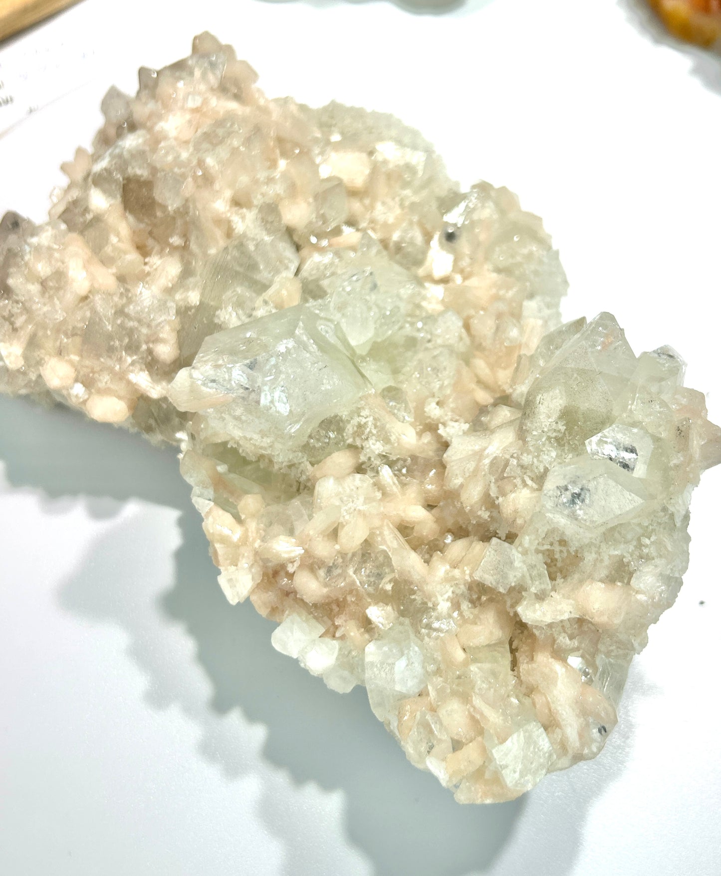 Apophyllite & Peach Stilbite Cluster | Gentle Light & Heart-Healing Energy