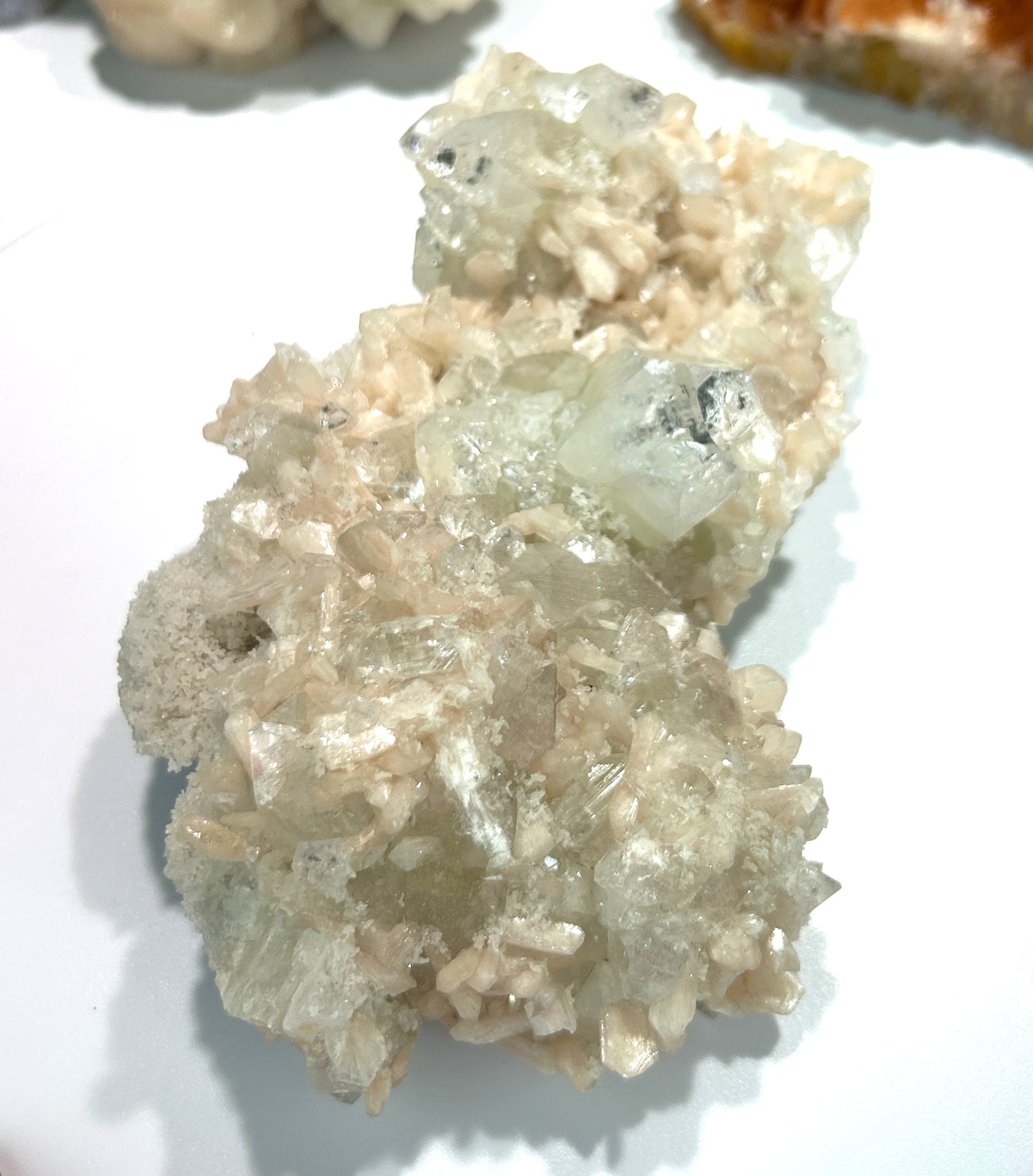 Apophyllite & Peach Stilbite Cluster | Gentle Light & Heart-Healing Energy