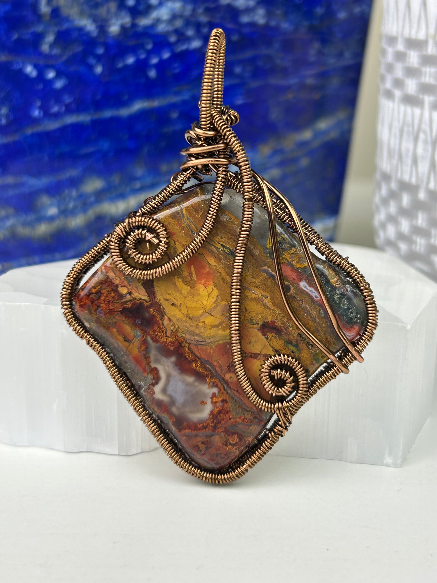 Steam Agate Wire-Wrapped pendant Handmade