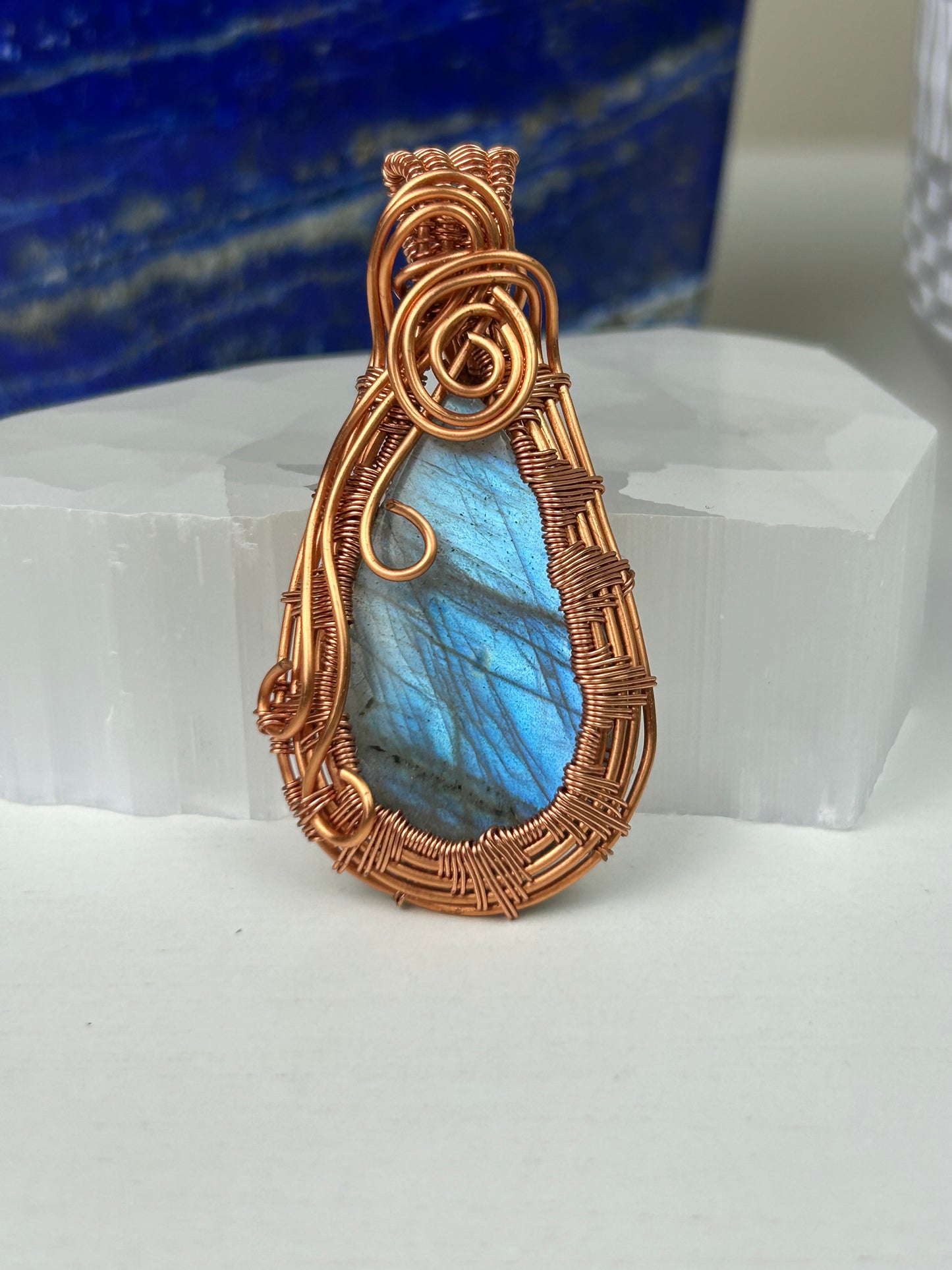 Labradorite Pendant | Copper Wrapped with Stunning Blue Flash