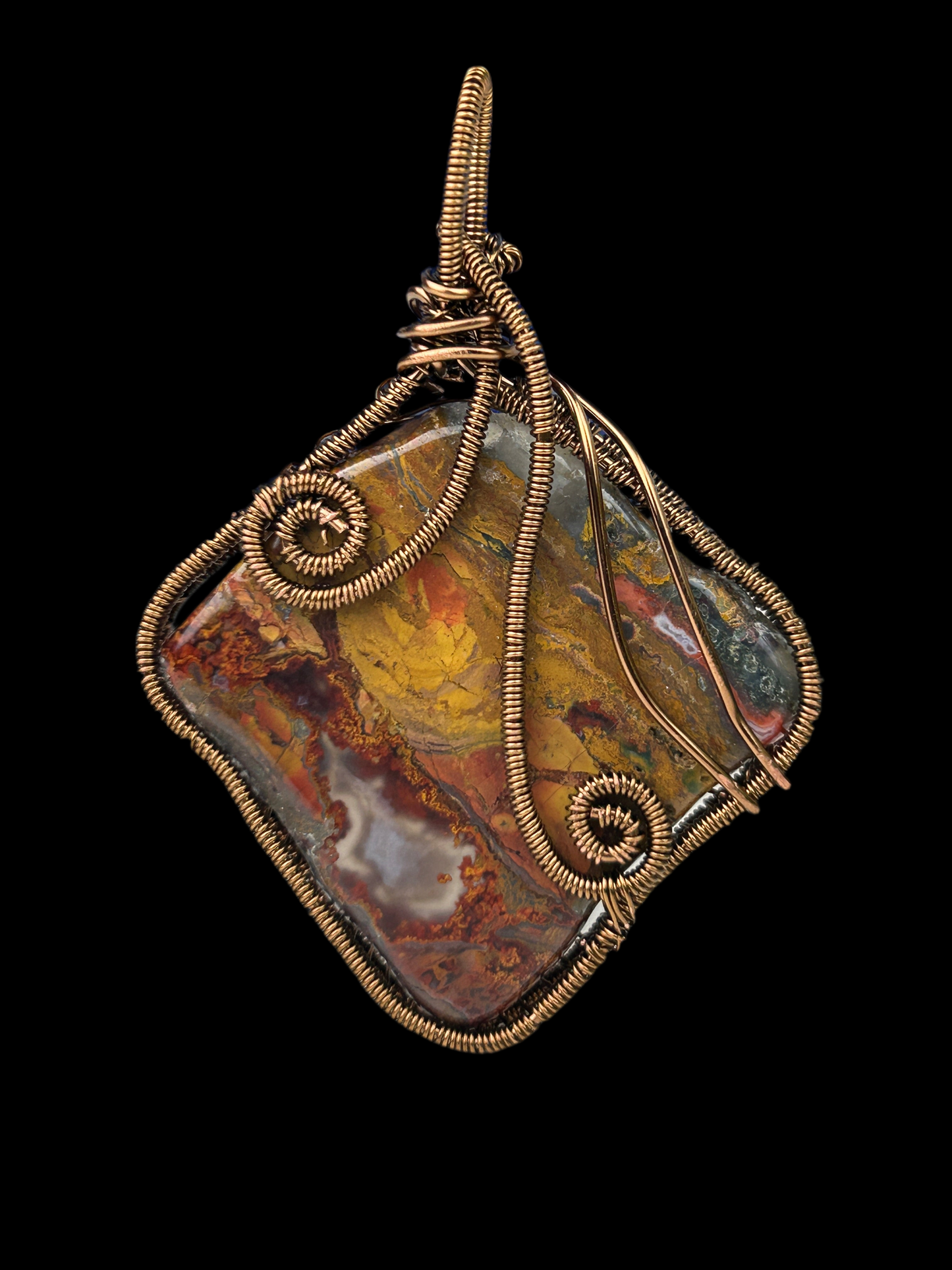 Steam Agate Wire-Wrapped pendant Handmade