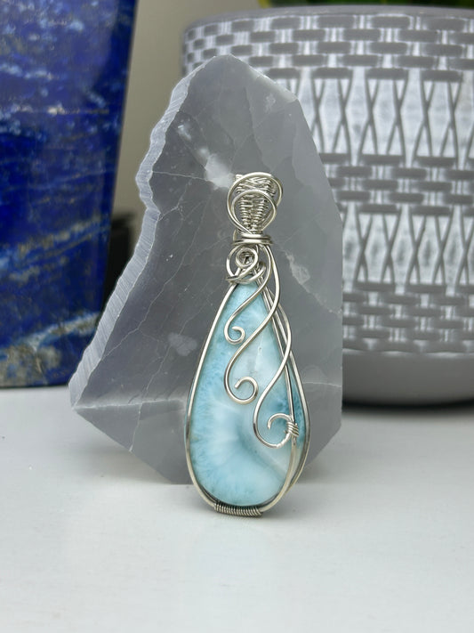 Handcrafted Larimar pendant